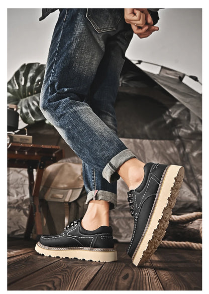 Outdoor Hiking Shoes Men Sneakers Summer Slip on Casual Men Shoes Breathable Suede Leather Shoe Anti-skid Walking Shoes Footwear