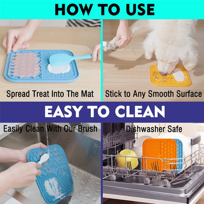 Silicone Pet Licking Pad for Dog & Cat | Anti-Choking Slow Feeder with Suction Cup | Yogurt Meal Mat & Slow Food Bowl Plate