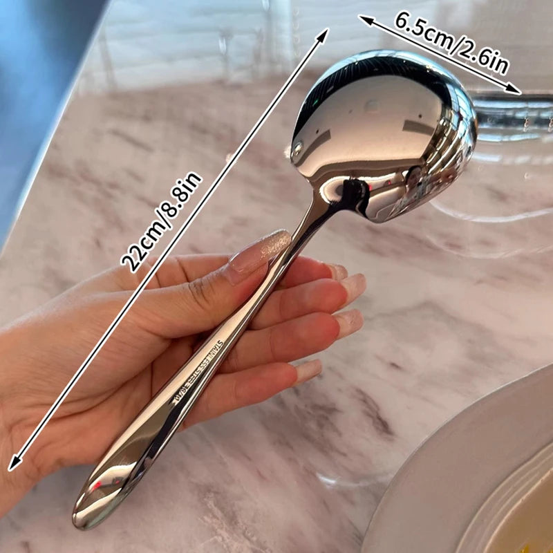 1Pc Stainless Steel Thickening Spoon Creative Long Handle Hotel Hot Pot Spoon Soup Ladle Home Kitchen Essential Tools