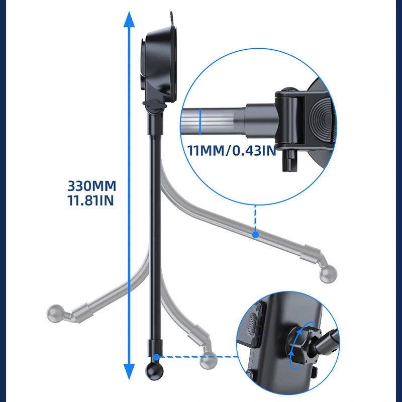 Dashboard Phone Holder for Car【360° Widest View】9in Flexible Long Arm, Universal Handsfree Auto Windshield Air Vent Phone Mount