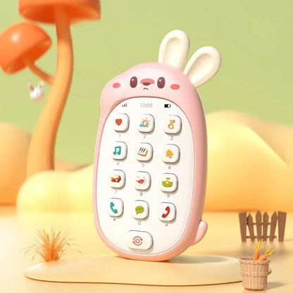 Baby Rabbit Mobile Phone Children's Toy Can Bite Puzzle Early Education Baby Multi functional Music Simulation Phone