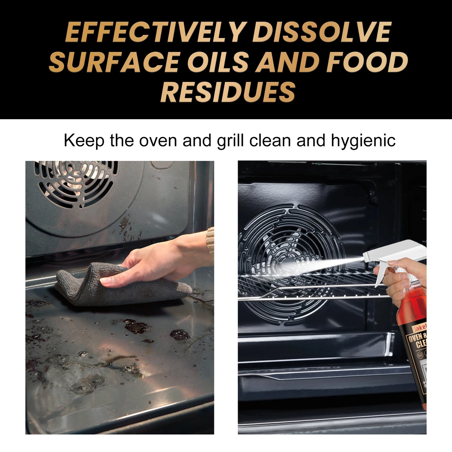 Oven and Grill Cleaner Spray Decontamination Deodorization Oil Removal Dirt Oil Stains Food Residues Eliminating Odors Cleaner