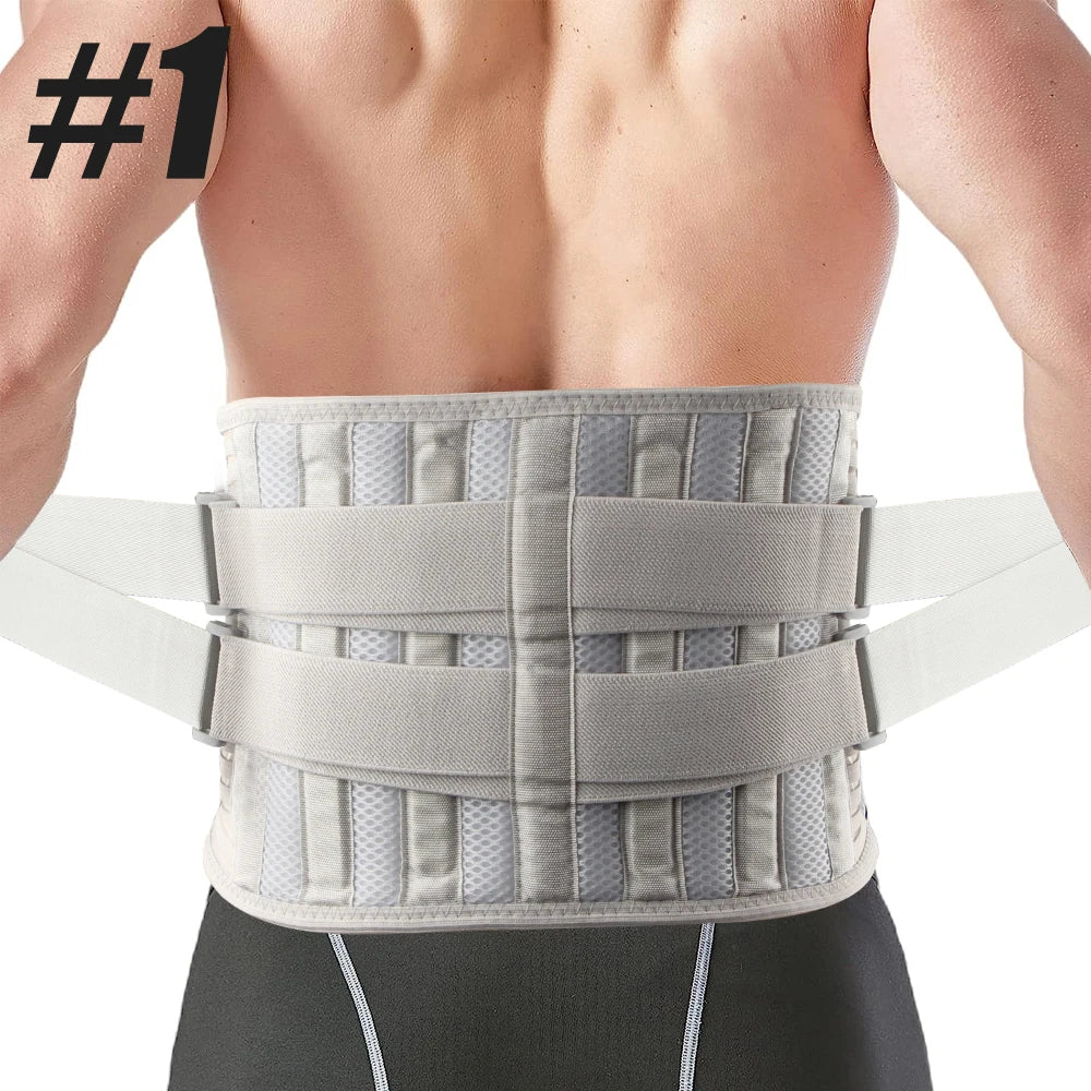 Back Brace for Men Women Lower Back Pain Relief with 6 Stays, Adjustable Back Support Belt for Work, Anti-skid Lumbar Support