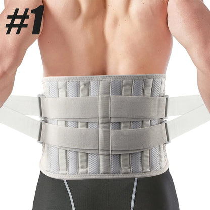 Back Brace for Men Women Lower Back Pain Relief with 6 Stays, Adjustable Back Support Belt for Work, Anti-skid Lumbar Support