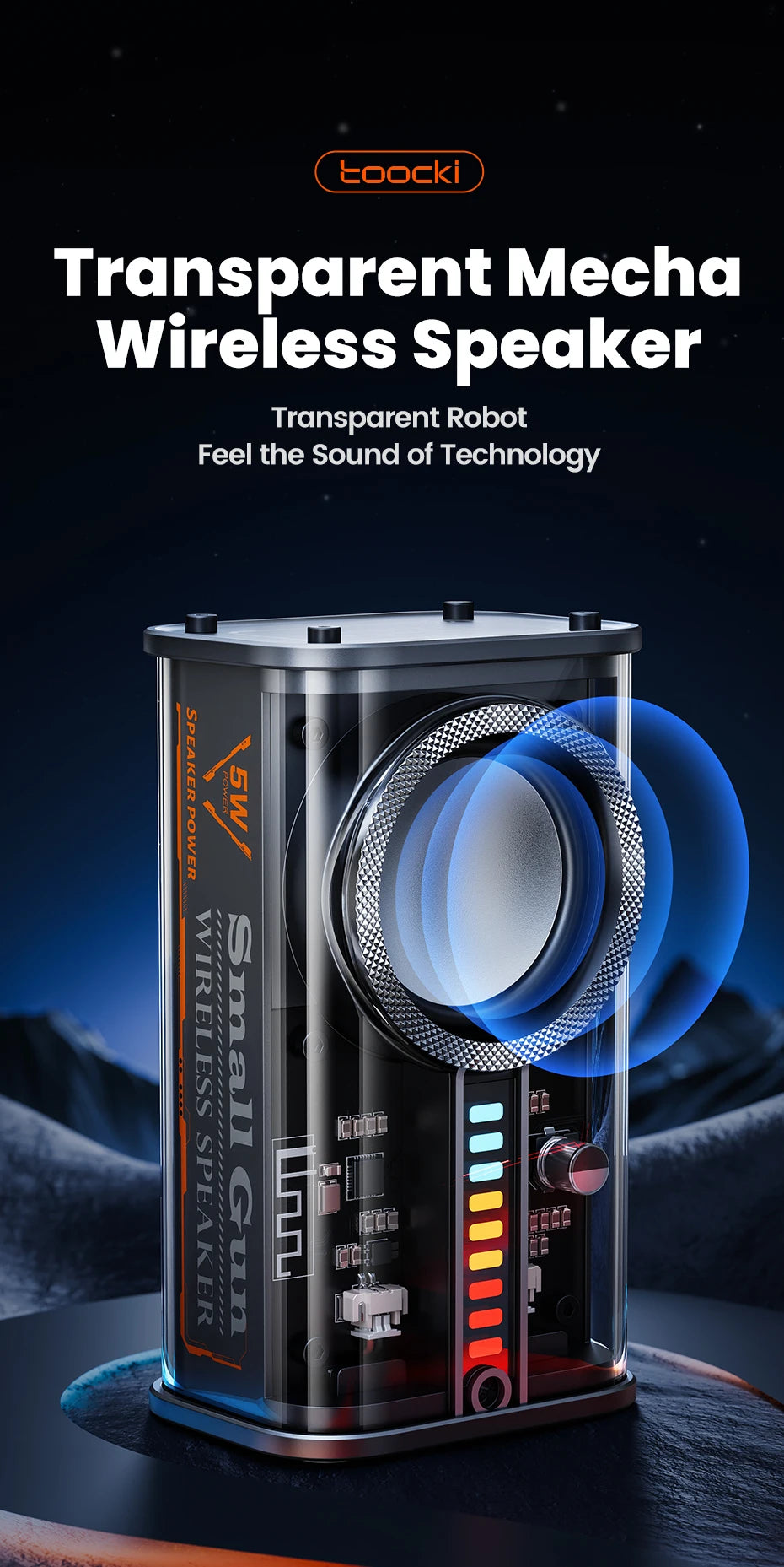 Toocki K07 Portable Bluetooth 5.0 Speaker Stereo Surround Wireless Bluetooth Speakers Dazzling Lighting Audio Player Loudspeaker