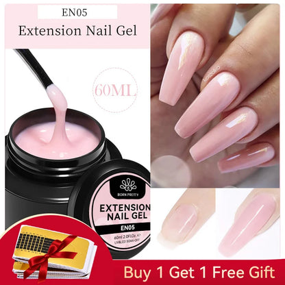 BORN PRETTY 60/30ml Hard Jelly Extension Nail Gel Polish French Nails Nude Pink White Clear Nail Supplies Gel for extension