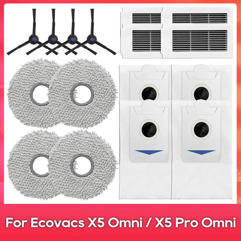 Fit For ( ECOVACS X5 OMNI / X5 PRO OMNI ) Part Accessories Main Side Brush Filter Mop Cloth Dust Bag Robot Vacuum Cleaner Kit