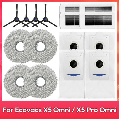 Fit For ( ECOVACS X5 OMNI / X5 PRO OMNI ) Part Accessories Main Side Brush Filter Mop Cloth Dust Bag Robot Vacuum Cleaner Kit