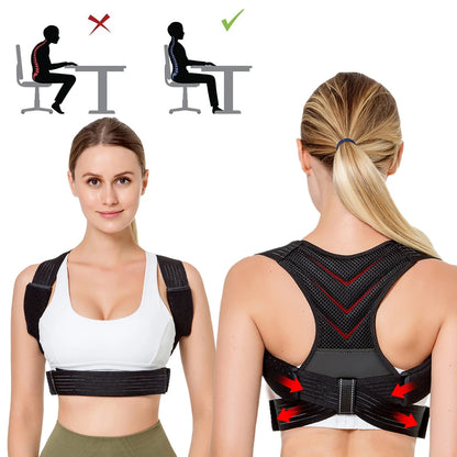 BraceTop Adjustable Posture Corrector Breathable Back Straightener, Upper Back Brace Providing Pain Relief From Neck, Shoulder
