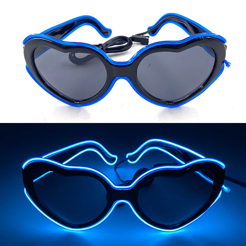 Light Up LED Glasses 5 Colors Heart Shape Glow Glasses Glow in The Dark Party Supplies Neon Party Favors for Kids Adults