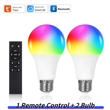 Smart Led Light Bulb 220V Tuya Bluetooth with RF 2.4G Remote Group Control RGB Lamp Ampoules Smart Life App Spotlight Bombilla