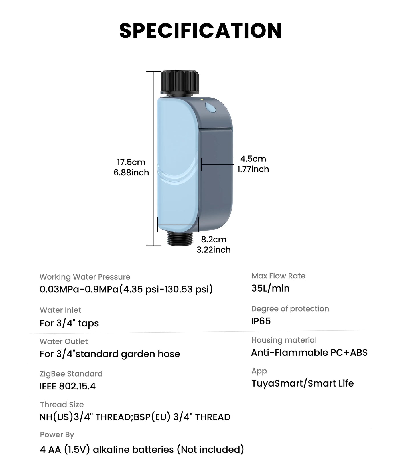 GIRIER Tuya Smart Water Timer WiFi Programmable Sprinkler Controller for Garden Hose Irrigation No Hub Required Works with Alexa