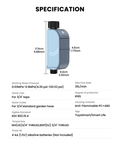GIRIER Tuya Smart Water Timer WiFi Programmable Sprinkler Controller for Garden Hose Irrigation No Hub Required Works with Alexa