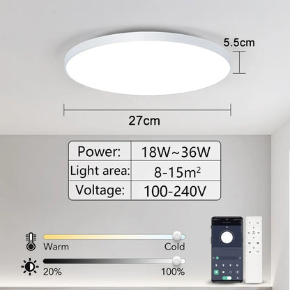 Smart LED Ceiling Light APP Luster Remote Control Appliance 36W 50W 80W interior Home Decor Fixture Bathroom Bedroom