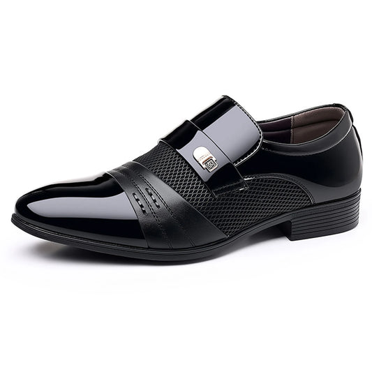 Men's Slip On Business Shoes Glossy Pointed Toe Uniform Modern Office Shoes Gift for Christmas Birthday