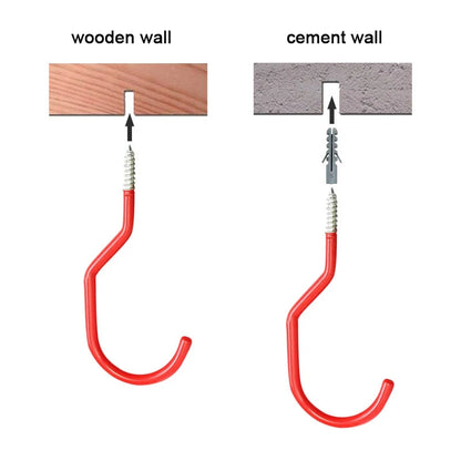 Bicycle Hanger Hooks Wall Mounted Screw-in Storage Hook Set Heavy Duty Hooks  For Garage Garden Tool