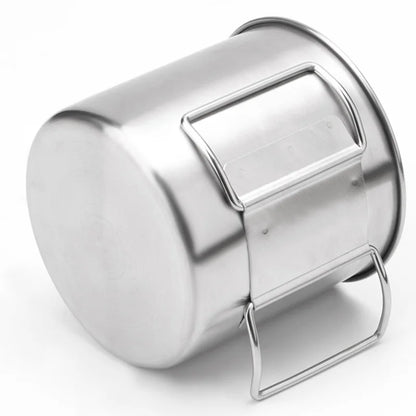 Stainless Steel Camping Cup 250/350/500ml Portable Carabiner Cups Outdoor Water Cup Mug With Foldable Handle Kitchen Drinkware