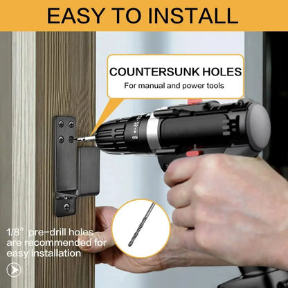 1 Pair Door Barricade Brackets, Door Metal Bar Bracket for 2X4 Lumber Door Brace Security Bar