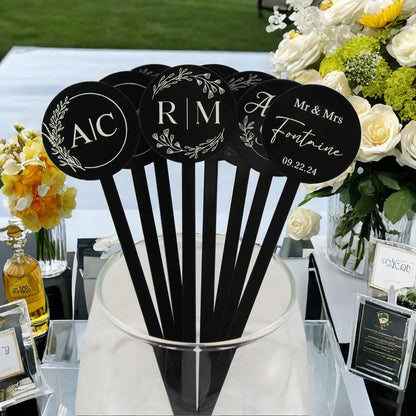 50pcs Personalized Acrylic Bachelorette Party Drink Stirrers, Birthday Swizzle Decoration, Wedding logo custom Cocktail Stirrers