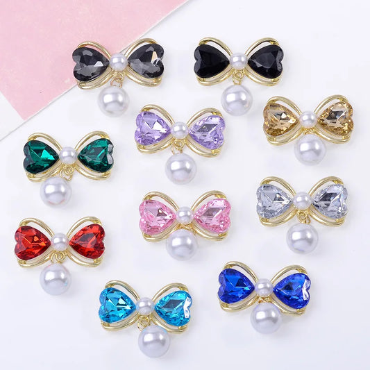 10pcs Sweet hair accessories hair rope alloy diy accessories hollow heart bow pearl pendant jewelry accessories