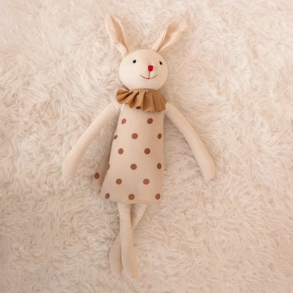 Stuffed Bunny Cloth Dress Toys Smoothing Toy for Infant Cuddling sleep doll for Girls Handmade Diversity Brown Rabbit Plushie