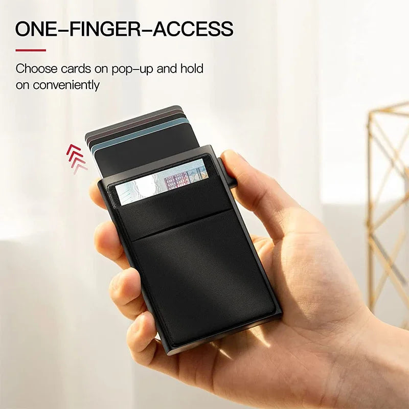 Rfid Blocking Pop Up Credit Card Holder Thin Mini Minimalist Slim Wallets Metal Cardholer Case Wallet for Men Carteras Choice