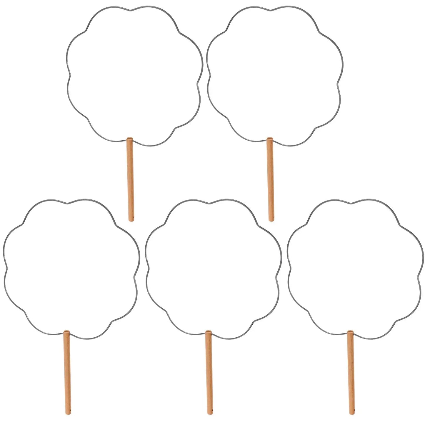 5 Pcs Iron Fan Frames Handmade Craft Tools Diy Silk Fans Wedding Vintage Round Fan Skeletons Hanfu Accessories Foldable Japanese