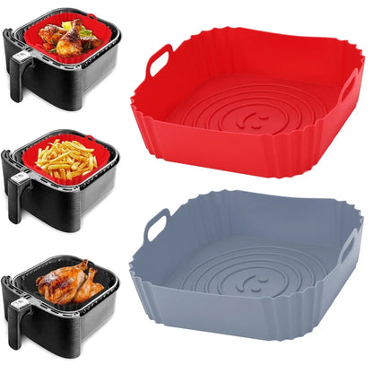 Silicone Air Fryer Liners Round Reusable Airfryer Basket Easy to Clean Air Fryers Silicone Pot Baking Tray Oven Accessories