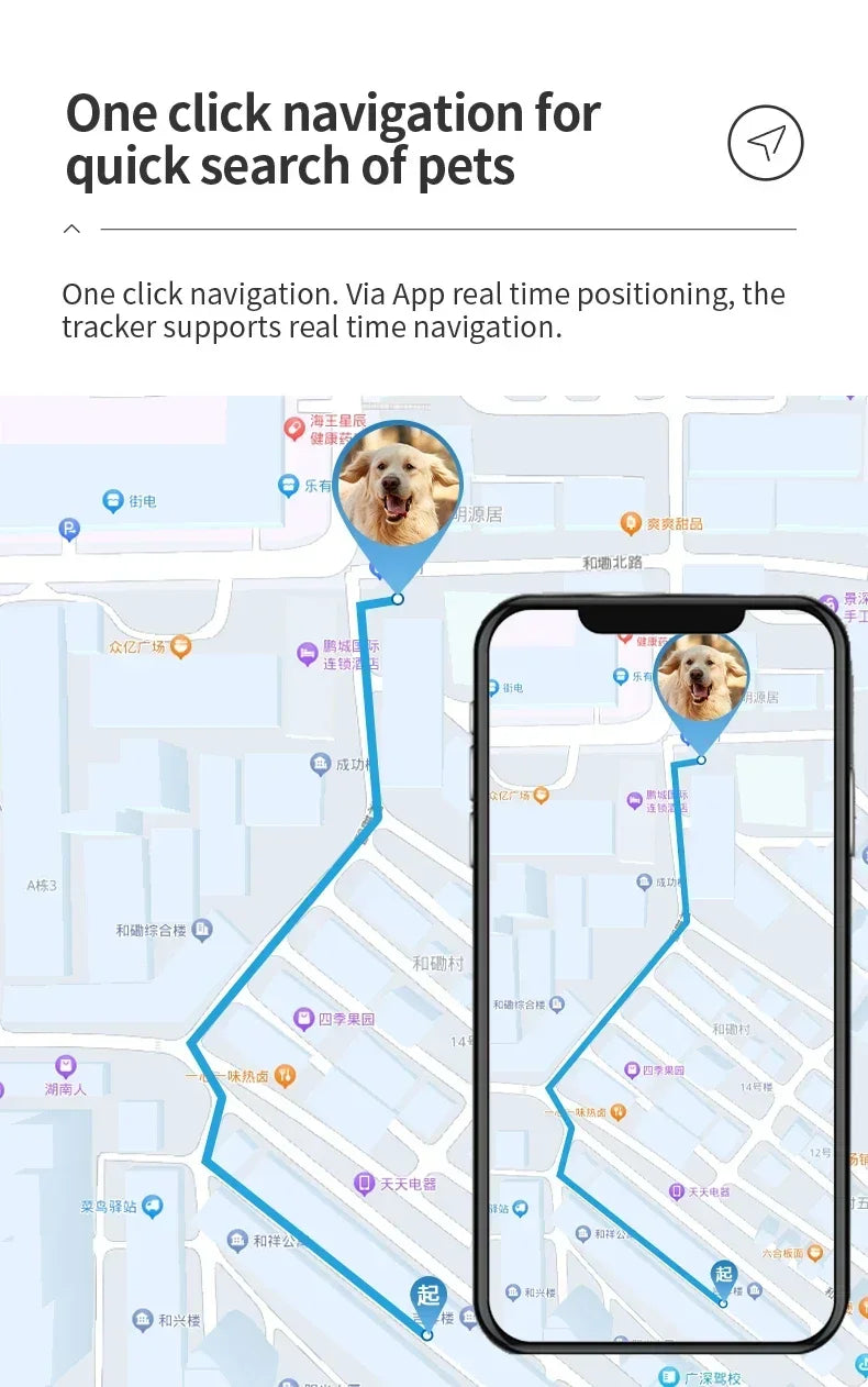 2G/ 4G GSM GPS Pet Tracker Voice Monitor, Pet Dog Gps Anti Loss Mini Tracker IP67 Waterproof Built-in 1300 MAh Battery Locator