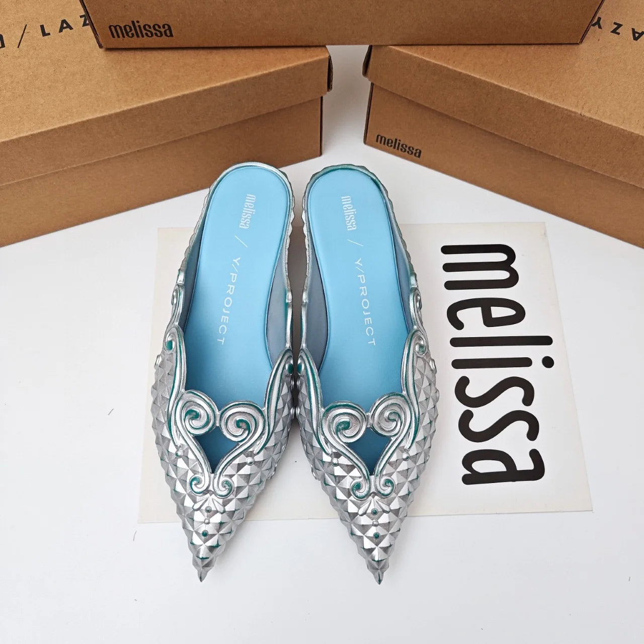 Women Sandals 2025 Spring Melissa Woman Slingback Shoes Fashion Ladies High Heels Elegant Med Heel Pointed Toe Slip on Sandal