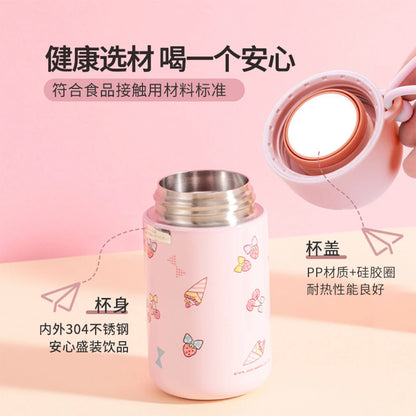 Sanrio Stainless Steel 304 Thermos Kawaii 280ML Hello Kitty Cinnamoroll Melody Vacuum Flask Water Bottle Tumbler Girls Gifts