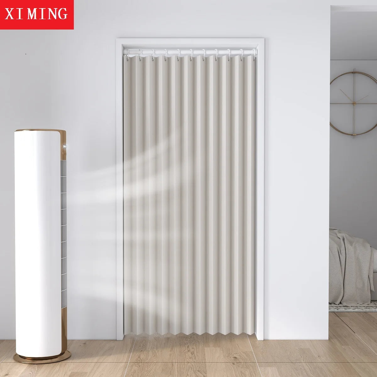 Fixed folding door curtain partition curtain household cloth curtain fitting room bedroom curtain air conditioner windproof heat