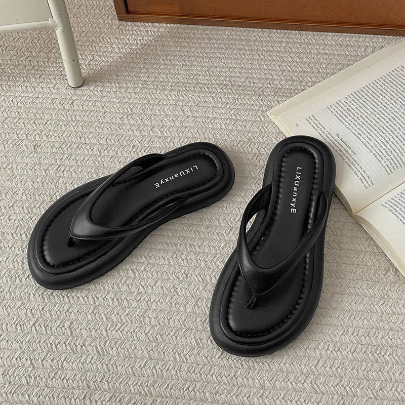 New Women's Summer Beach Flip Flops Slip-On Fashion Casual Vacation Slippers Soft Sole Footwear for Ladies