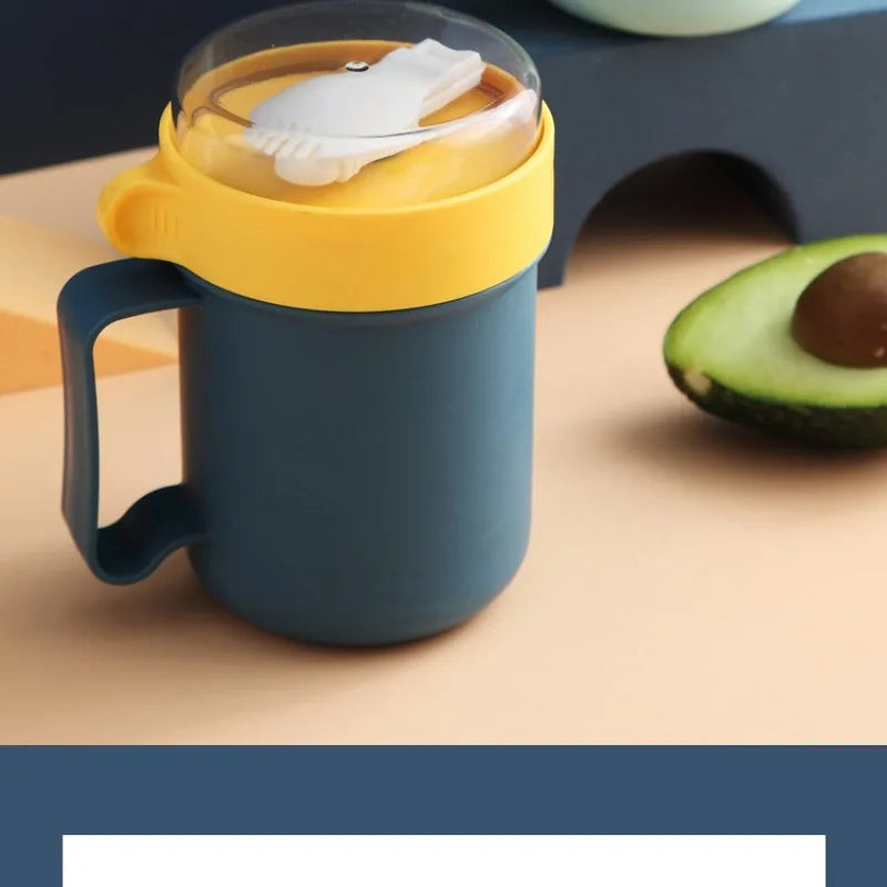 500ML Portable Breakfast Cups Oatmeal Cereal Nut Yogurt Salad Cup with Lid Spoon School Lunch Box Microwave for Kitchen Tools