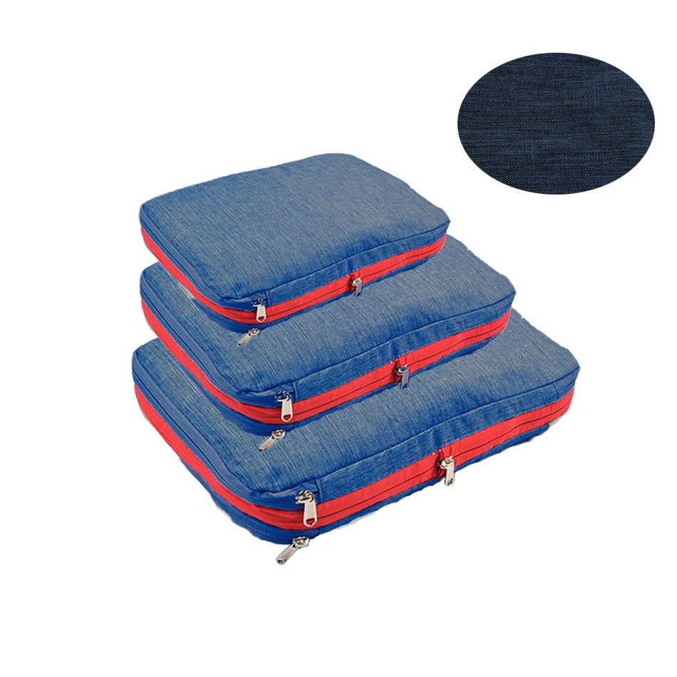 Nylon Double Layer Portable Compression Packing Cubes For Large Travel Suitcase Organizer ,Waterproof ,For Travelling