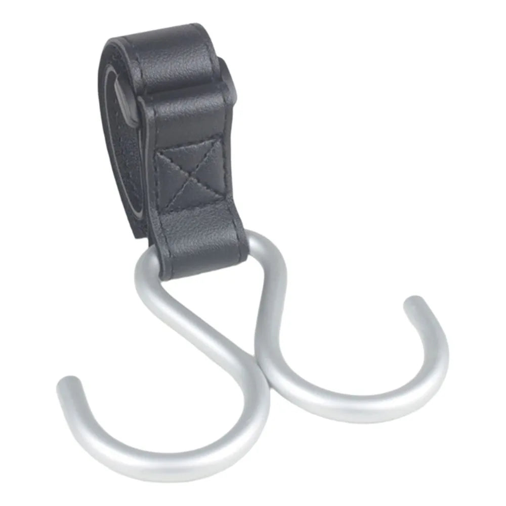 Cute S Shape Baby Stroller Hooks Double Hook PU Hanging Hook Cart Organizer Solid Color Stroller Accessories Baby