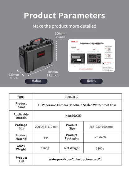 STARTRC Insta360 X5 Camera Accessories 2 Layers Hard Case Carrying Case Waterproof Portable Travel Box for Essentials Bundle