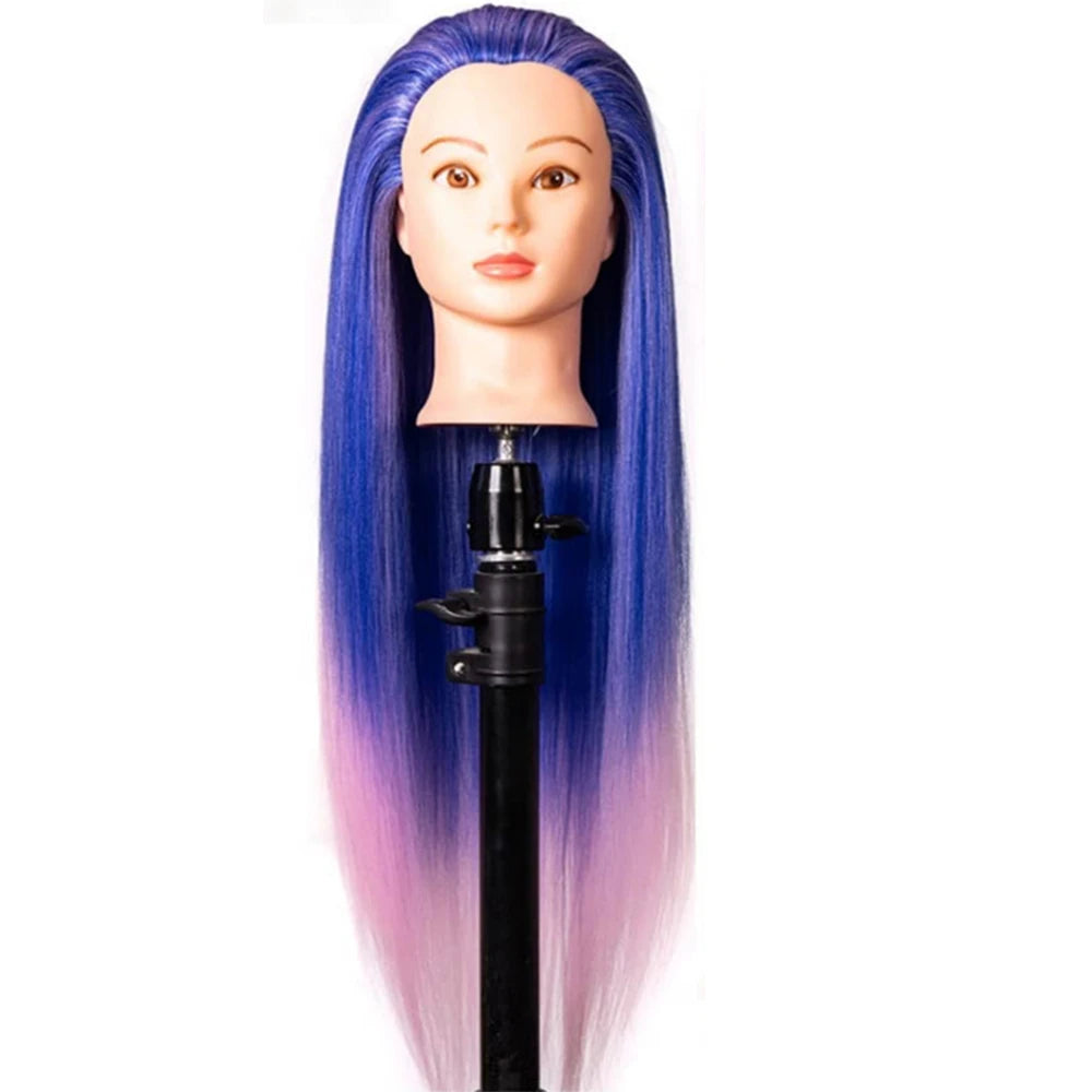 Mannequin Head Model With Long Synthetic Hair, Manikin Head Styling Hairdresser Training Head, Doll Head for Braiding Practice