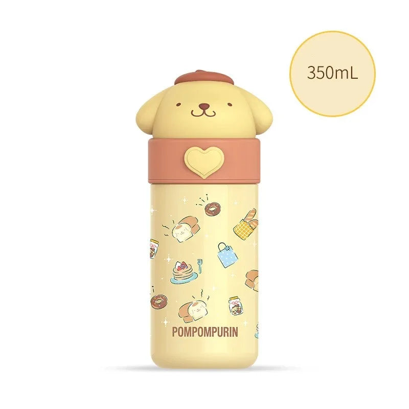 Sanrio Hello Kitty 350ml Stainless Steel Thermos Kawaii Kuromi Cinnamoroll Melody Kids Vacuum Flask Water Bottle Tumbler