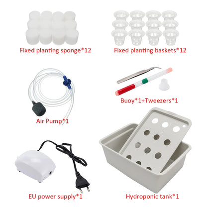 12 Hole 220V Plant Hydroponic Kit Cultivation Box Garden Pots Planters Seedling Cultivation Grow Kit Vegetables Nursery Pots