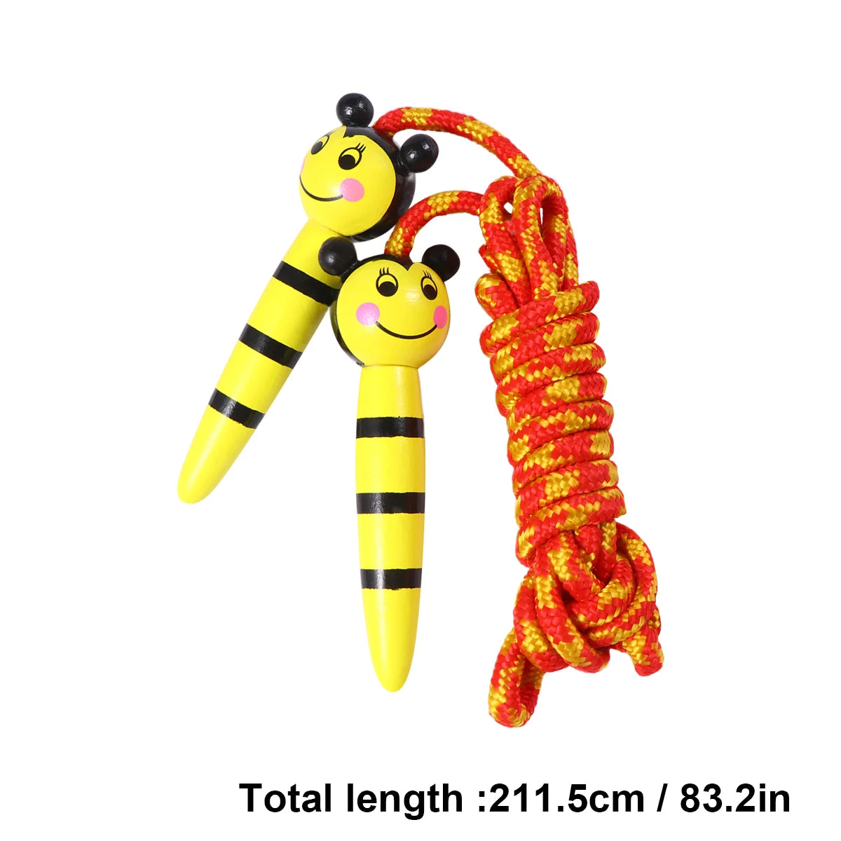 2 Pcs Wooden Jump Rope Premium Material Cartoon Design Easy Grip Handles Ideal for Home School Fitness Exercise Yellow