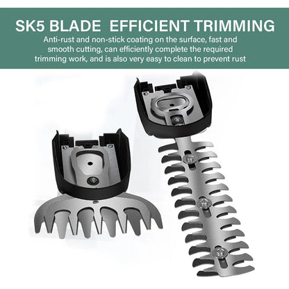 2 in 1 Cordless Handheld Hedge Trimmer Rechargeable Electric Trimmer Garden