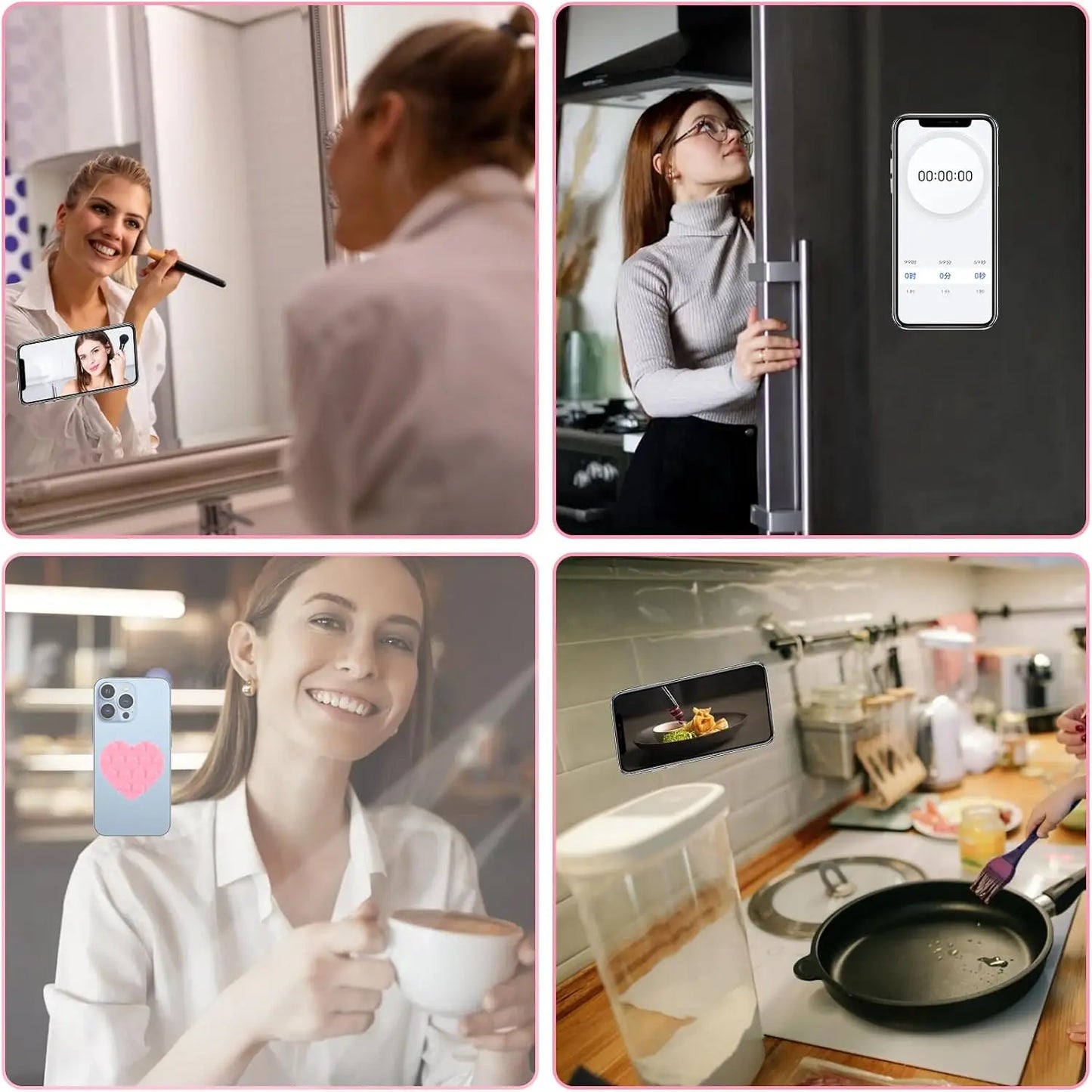 Double-Sided Suction Cup Phone Mount, Silicone Suction Phone Case Adhesive Sticky Phone Grip Hands-Free Phone Grip Phone Stand