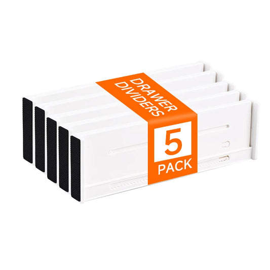 1/4/5 Drawer Dividers Plastic 5 High, Adjustable Drawer Organizers Clothes, Expandable Dresser Separators in Bedr