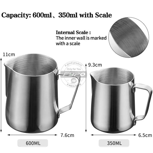 350-2000ml Stainless Steel Milk Jug Frothing Pitcher Cup Espresso Coffee Jug Barista Craft Cappuccino Milk Frothing Cream Cup