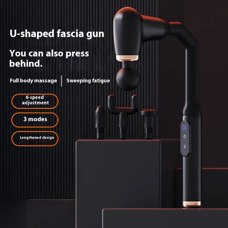Fascia Gun Portable Massage Gun Deep Tissue With Extended Handle U-Shaped Back Massager Body Massager for Neck Shoulder Back Leg