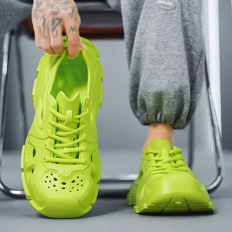 Sandalias Hombre Verano Sandals Men's New Summer Non-Slip Anti-Odor Hollow Breathable Outdoor Casual Flat Beach Shoes