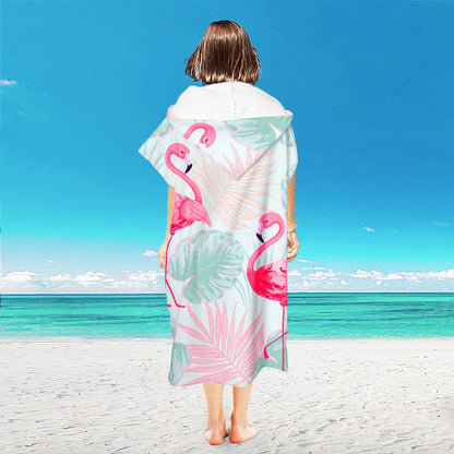Beach Towel with Hood for Men and Women Hooded Towels Bath Robe for adult Quick Dry Lightweight Soft Microfiber Poncho Swim Robe