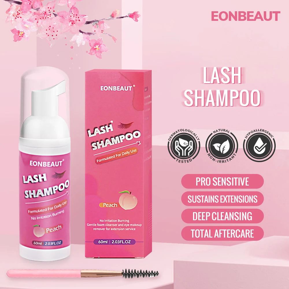 Lash Shampoo Mousse 60ml Eyelash Extension False Eyelashes Glue Cleaning Foam Pump Design No Stimulation Makeup Tool Accessories