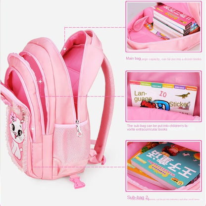 Children School backpack for Girls Cute Cat School Students Backpack For Kids Wheeled Backpack Bag Trolley School Bags On Wheels